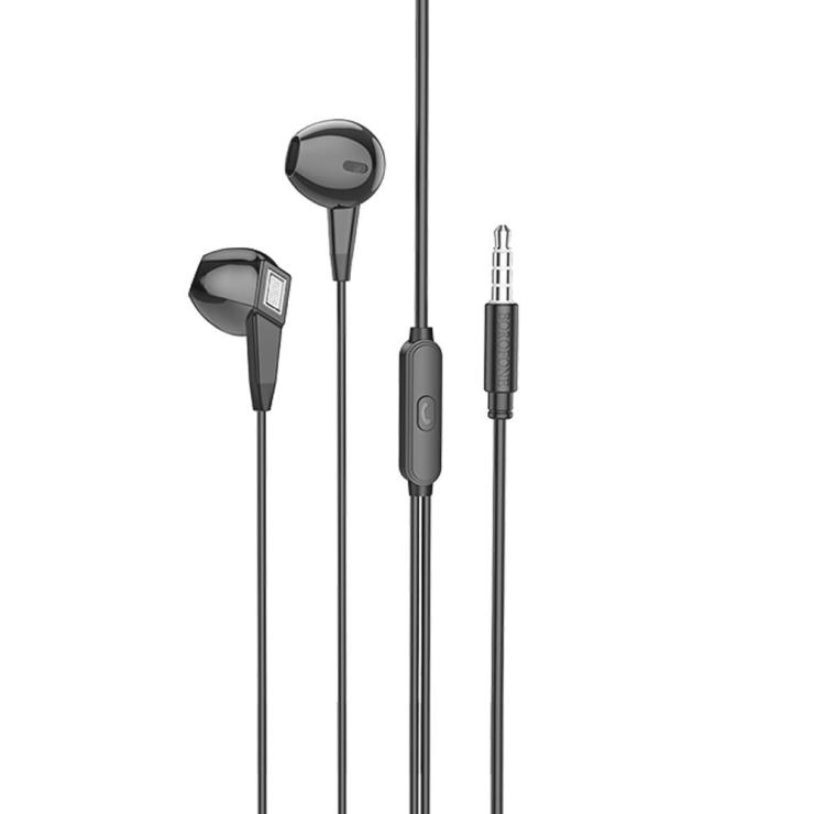 Наушники внутриканальные Borofone BM68, силикон, микрофон, кабель Jack 3.5mm, 1.2м, цвет: черный, шт
