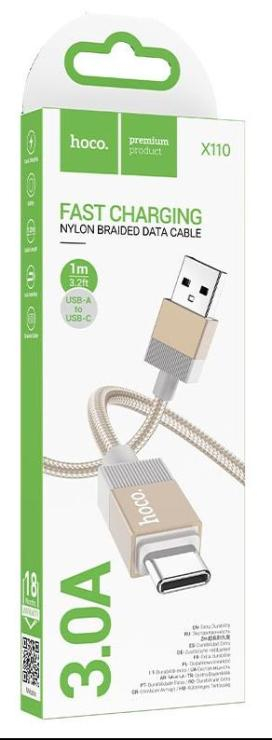 Кабель USB - Type-C HOCO X119, 1.0м, 3A, цвет: золото, шт