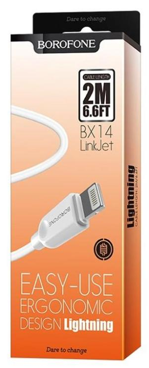 Кабель USB - 8 pin Borofone BX14 LinkJet, 1.0м, 2.4A, цвет: белый, шт