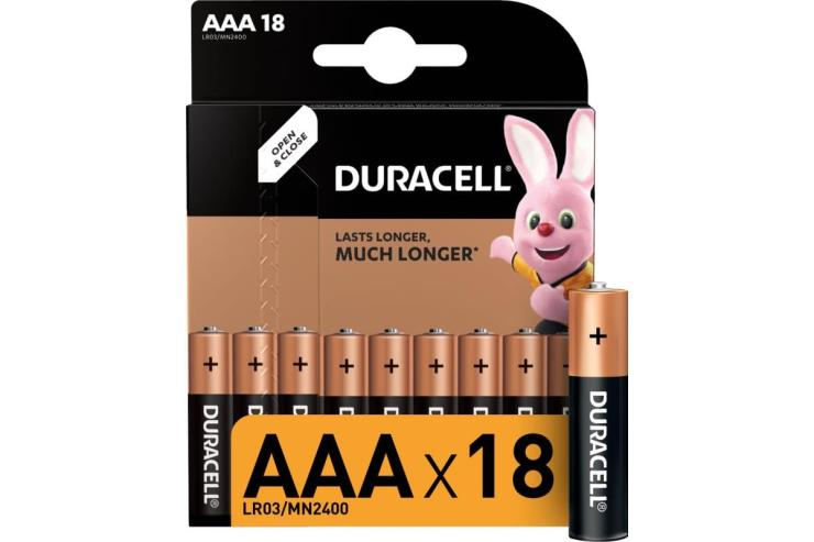 Батарейка AAA Duracell LR03-18BL BASIC (18)                                     , шт