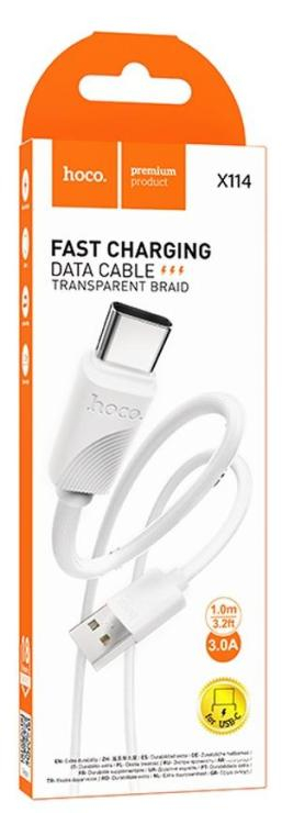 Кабель USB - Type-C HOCO X114 Energy , 1.0м, 3A, цвет: белый, шт