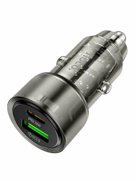 Блок питания автомобильный USB, Type-C HOCO Z52, 38Вт, цвет: черный, шт