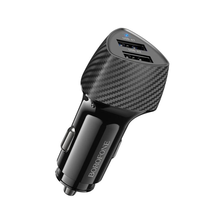 Блок питания автомобильный 2 USB Borofone BZ31, Solid, 3.4А, цвет: черный, шт