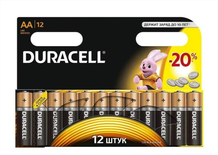 Батарейка AA Duracell LR06-12BL, 1.5В, (12), шт