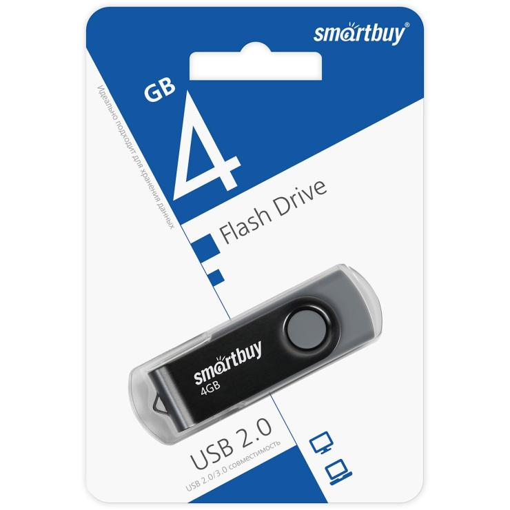 USB накопитель SmartBuy 4GB Twist Black (SB004GB2TWK), шт