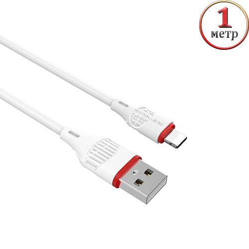 Кабель USB - микро USB Borofone BX17 Enjoy, 1.0м, круглый, 2.4A, силикон, цвет: белый                                                           , шт