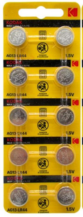 Батарейки Kodak AG13 (357) LR1154, LR44 [KAG13-10] MAX Button Cell (100/1000/70000), шт