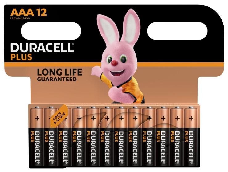 Батарейка AAA Duracell LR03-12BL Plus, 1.5В, (12)                                                   , шт