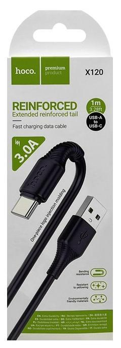 Кабель USB - Type-C HOCO X120, 1.0м, 3А, круглый, цвет: черный, шт