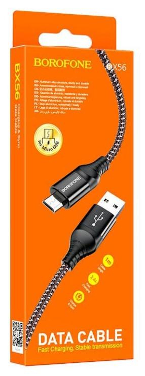 Кабель USB - микро USB Borofone BX56, 1.0м, 2.4A, цвет: чёрный, шт