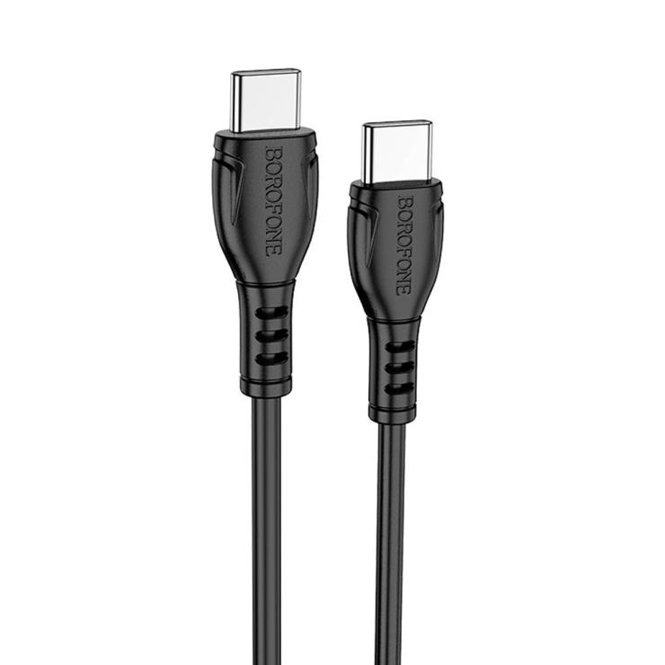 Кабель Type-C - Type-C Borofone BX51, 1.0м, круглый, 3.0A, силикон, цвет: чёрный, шт