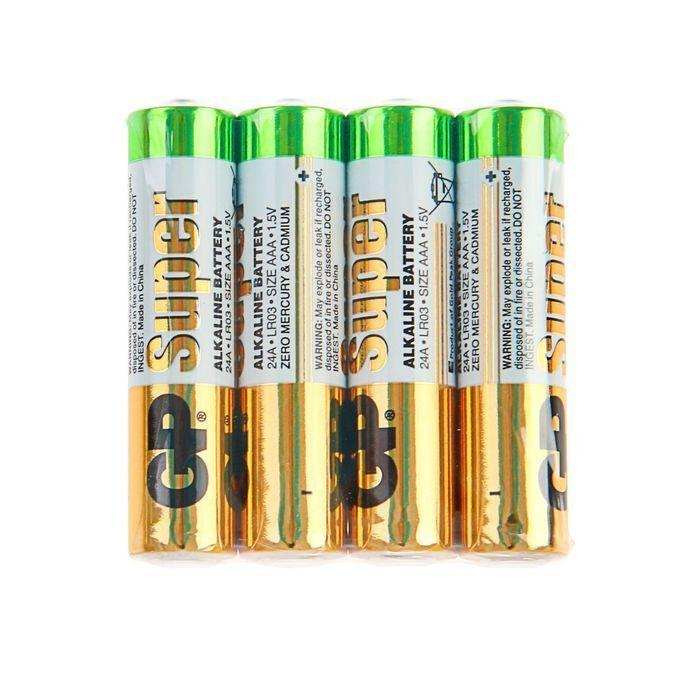 Батарейка AAA GP LR03-4P Super Alkaline, 1.5В, (4/96/384)                                                                                               , шт
