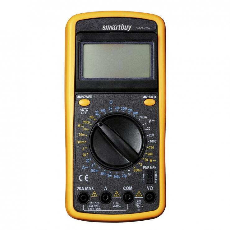 Мультиметр DT9201A, противоуд., многофункц., в компл: щупы, крона, Smartbuy tools (SBT-DT9201A), шт
