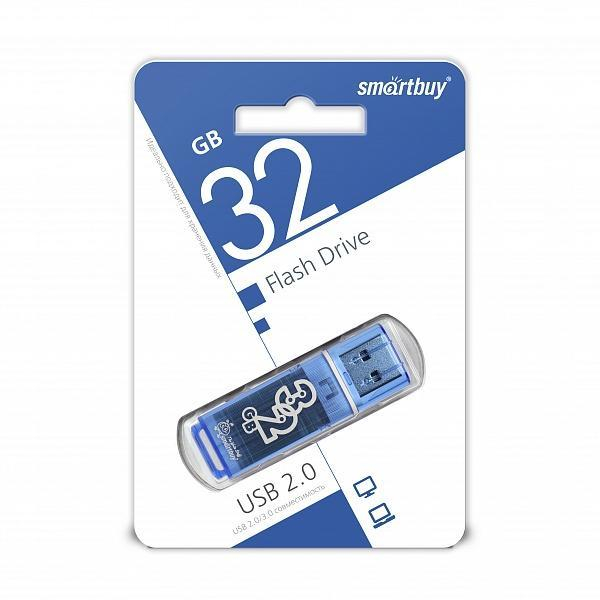 Флеш-накопитель 32Gb SmartBuy Glossy series, USB 2.0, пластик, синий, шт