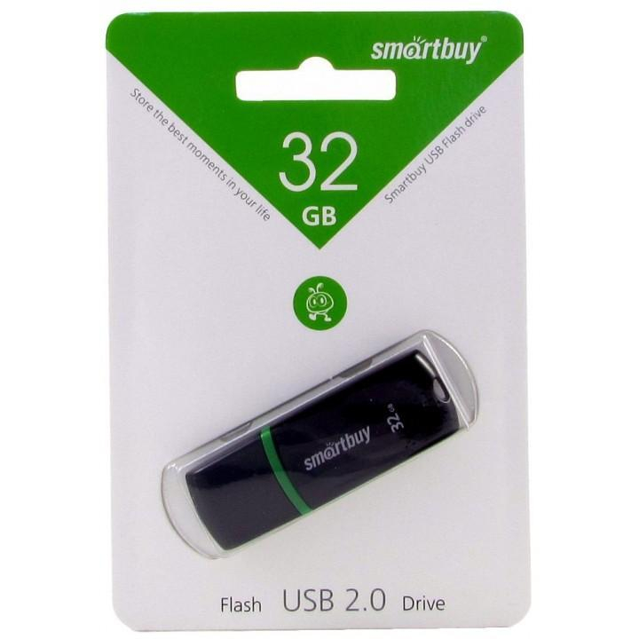 Флеш-накопитель 32Gb SmartBuy Crown, USB 2.0, пластик, чёрный                                                                                                                           , шт