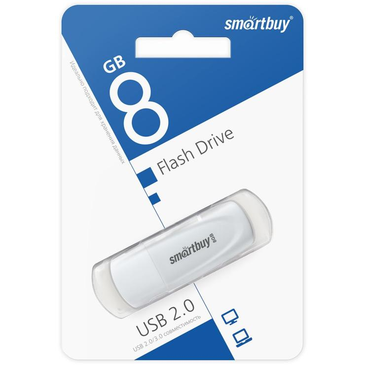 USB-флэш Smartbuy 8GB Scout White USB2.0, шт