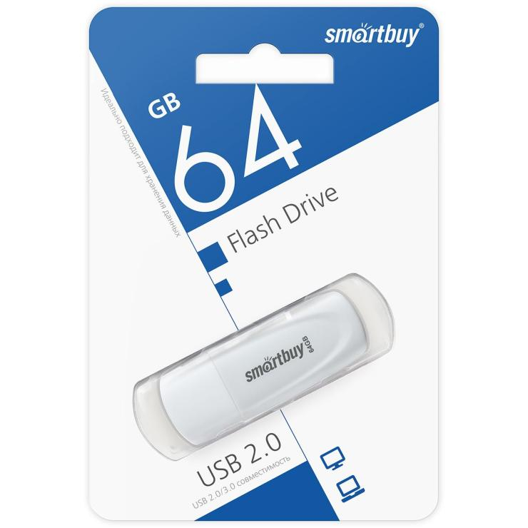 USB накопитель Smartbuy 64GB Scout White (SB064GB2SCW), шт