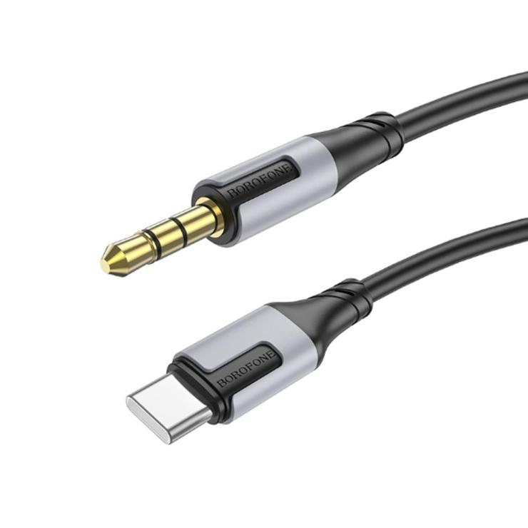 Кабель AUX, Jack 3,5mm(m) - Type-C (m) Borofone BL19, 1.0м, цвет: черный, шт