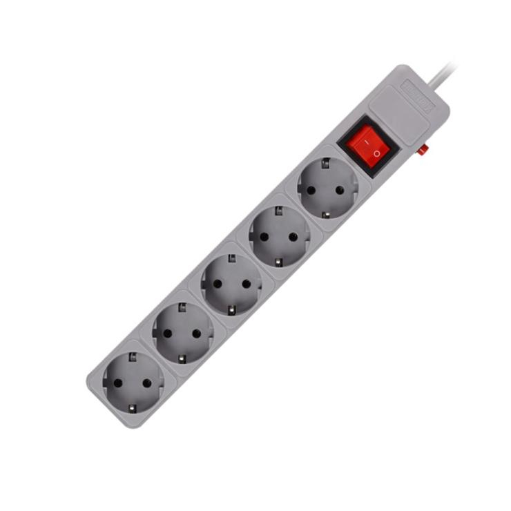 Сетевой фильтр SmartBuy SBSP-5-50-G, 5.0 м, 16.0A, 5 розеток, с выключателем, с заземлением, цвет: с, шт