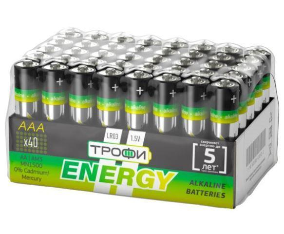 Батарейки Трофи LR03-4S ENERGY Alkaline (40), шт