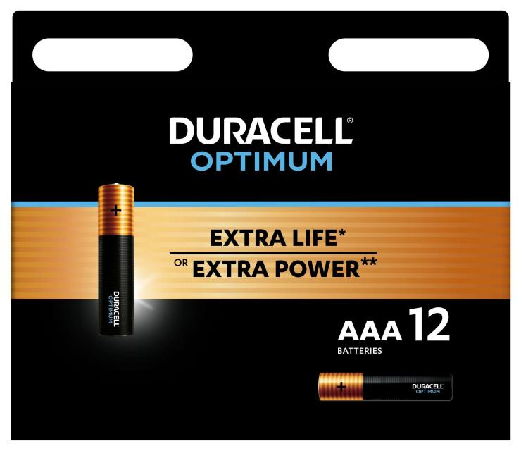 Батарейки Duracell ААА алкалиновые 1,5v LR03-12BL Optimum, шт