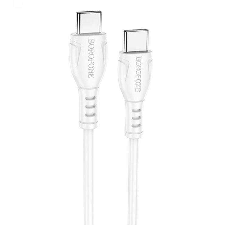 Кабель Type-C - Type-C Borofone BX51, 1.0м, круглый, 3.0A, силикон, цвет: белый, шт
