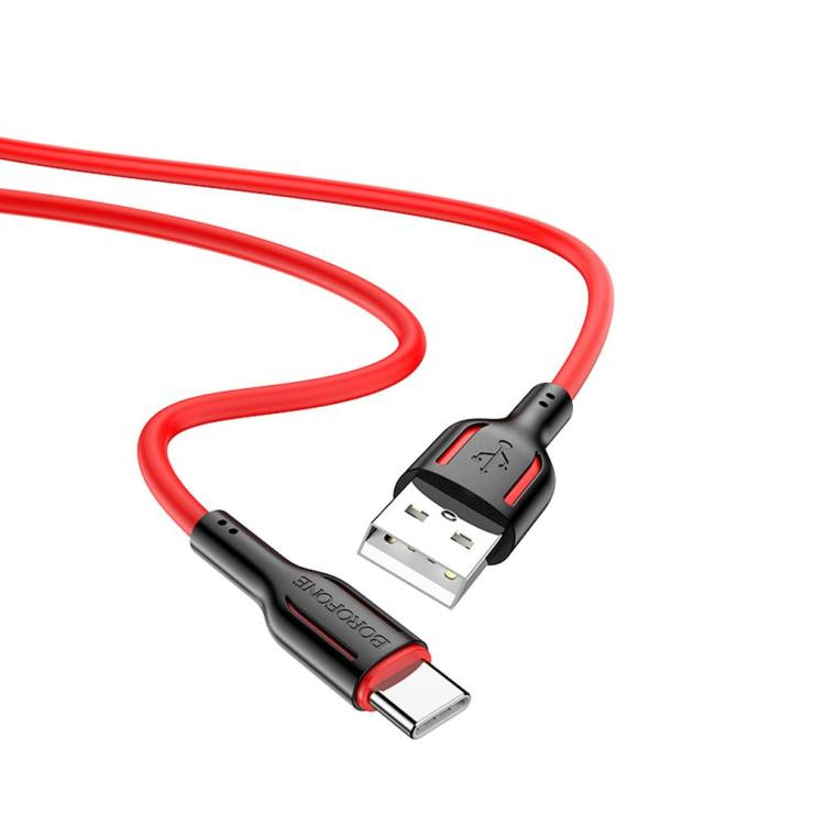 Кабель USB - Type-C Borofone BX63 Charming, 1.0м, 3.0A, цвет: красный, чёрная вставка, шт