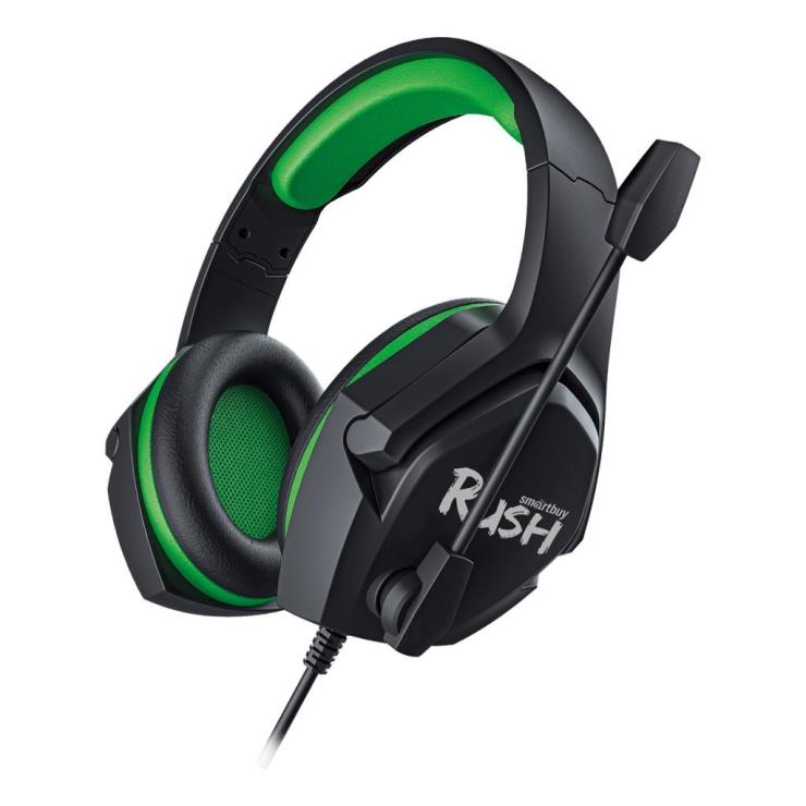 Игровая гарнитура Smartbuy RUSH ASPID, 40мм, переходник для ПК,  черн/зелен (SBHG-9760), шт