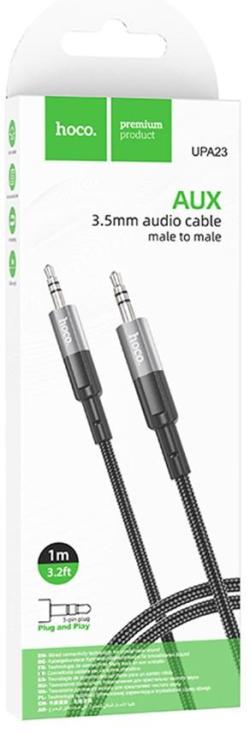 Кабель AUX, Jack 3,5mm(m) - Jack 3,5mm(m) HOCO UPA23, 1.0м, цвет: серебряный, шт