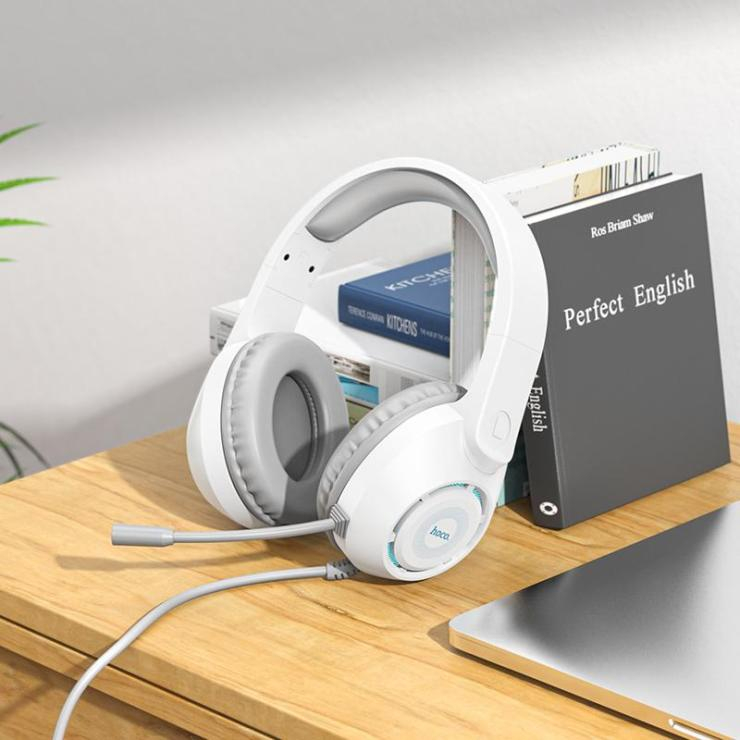 Наушники полноразмерные HOCO W108 Sue, микрофон, кабель USB+3.5mm, 2.0м, цвет: белый, шт