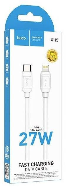 Кабель 8 pin - Type-C HOCO X115, 1.0м, цвет: белый, шт