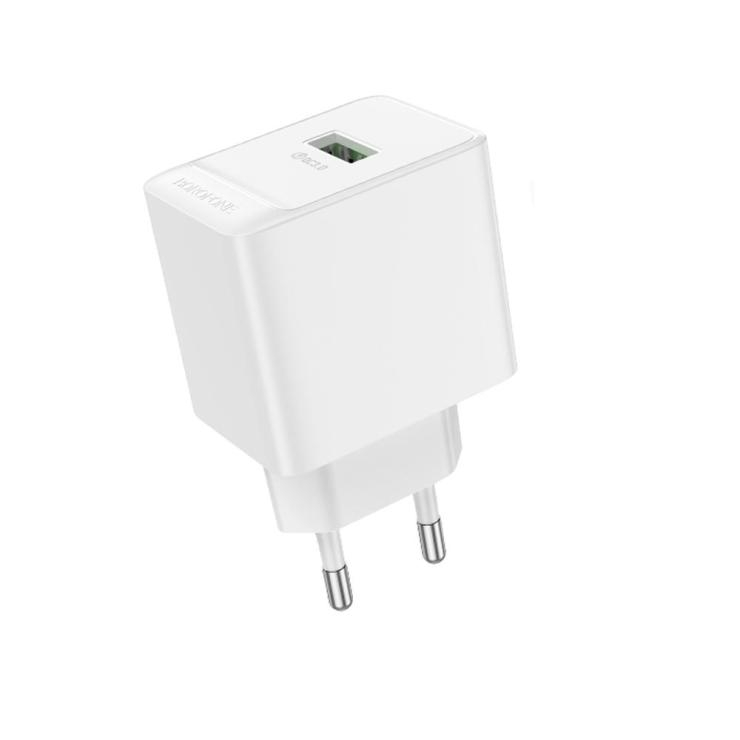 Блок питания сетевой 1 USB Borofone BAS12A, Erudite, 18Вт, QC, FCP, AFC, цвет: белый, шт