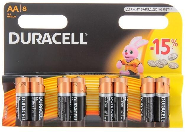 Батарейка AA Duracell LR06-8BL, (8)                                                 , шт