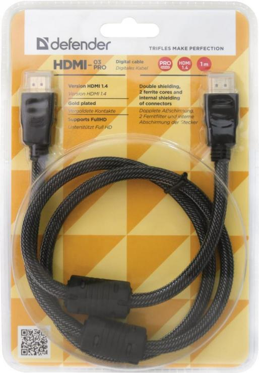 DEFENDER Цифровой кабель HDMI-03 HDMI M-M, ver 1.4, 1.0 м (50) (300)                                                                                                    , шт